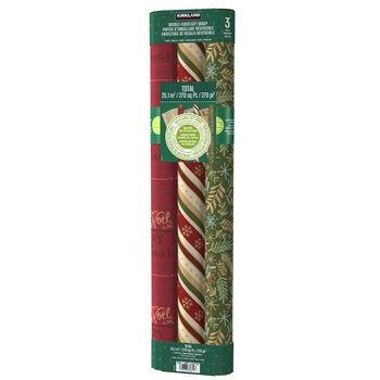 Kirkland Signature Traditional Christmas Kraft Gift Wrap 3 Pack