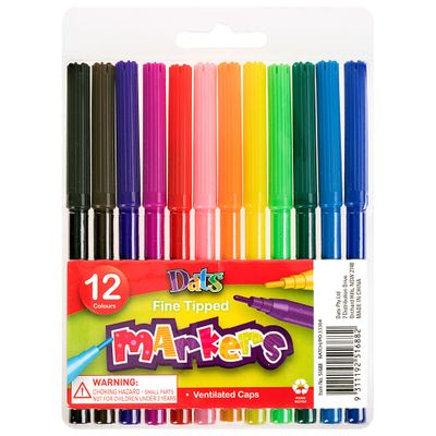 Dats Fine Tipped Markers 12pk