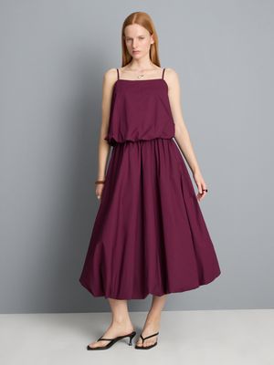 Falda midi de diseño abombado de algodón