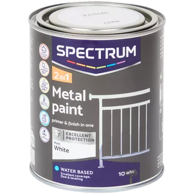 Matná barva na kovy 2 v 1 Spectrum Bílá