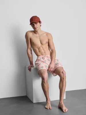 Bañador texturizado con estampado de flamencos