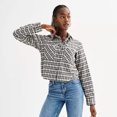 Juniors' SO® Shrunken Flannel Shirt