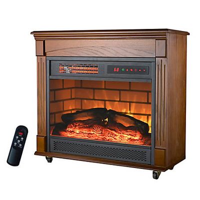 RedStone Electric Indoor Portable Infrared Rolling Mantel Fireplace with Remote Control, 24.88 in.