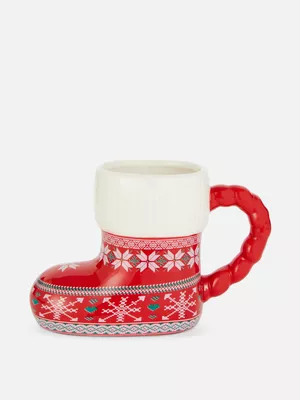 Taza con diseño de calcetín navideño