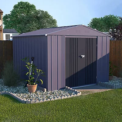 Veikous 8 x 8ft. Metal Storage Shed, Gray