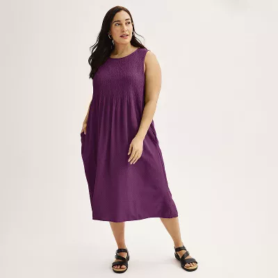 Plus Size Croft & Barrow® Smocked Midi Dress