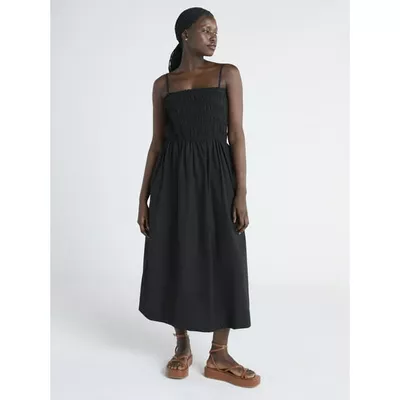 Scoop Women’s and Women’s Plus Smocked Cotton Maxi Dress, Sizes XS-4X
