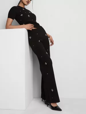 Pantalones rectos bordados