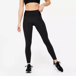 DOMYOS Leggings donna fitness 500 modellanti neri