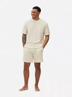 Pantalones cortos a rayas texturizados