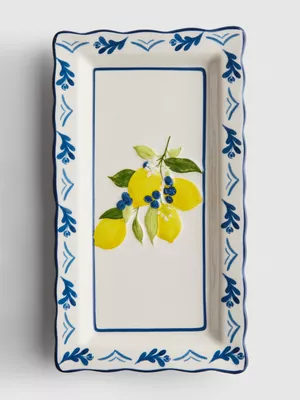 Plato rectangular floral mediterráneo