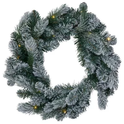 Sirius, Kunstig krans m. LED-lys og sne, Anton, Ø45 cm