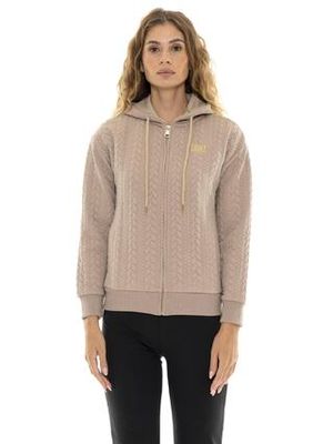 LEONE 1947 APPAREL Felpa da donna invernale con zip e cappuccio a treccia "Relaxed"