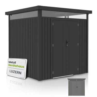 Juskys Gerätehaus Luzern Pro 5,3 m² - Metall Geräteschuppen - wetterfest & abschließbar - Anthrazit