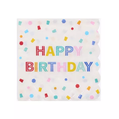 Napkin Happy Birthday Print 20pk