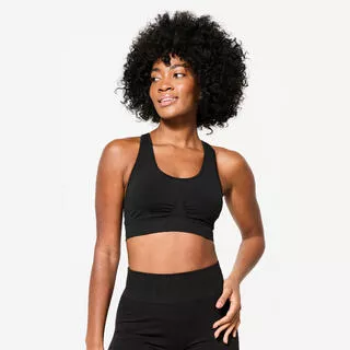 DECATHLON Reggiseno sportivo donna palestra traspirante sostegno leggero nero