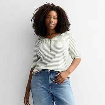 Plus Size Sonoma Goods For Life® Slim Fit Elbow Sleeve Henley