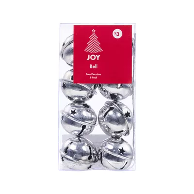 Christmas Tree Decoration Bell 8pk Assorted