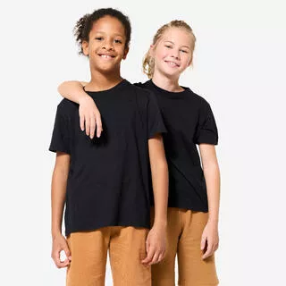 T-shirt nera bambino ginnastica regular fit cotone