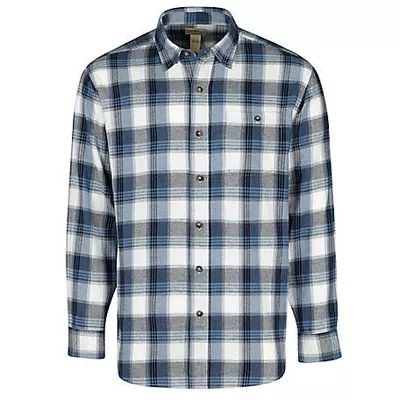 Blue Mountain Men's Long-Sleeve Button-Down Plaid Flannel Shirt