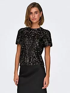 Ana Short-Sleeve Sequin Top