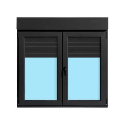 VENTANA PVC  OSCILOBATIENTE CON PERSIANA GRIS GRAFITO 140X138CM