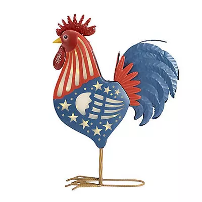 New!  Red Shed Outdoor Solar Rooster Decor, 18.5 in., Red/Blue