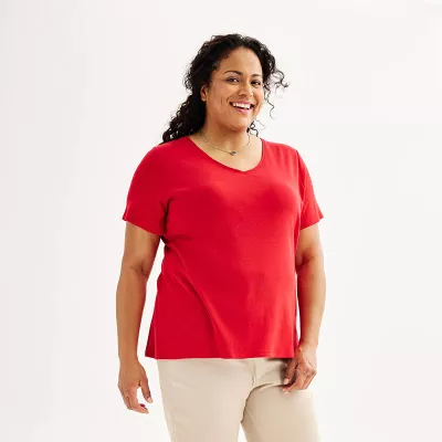 Plus Size Croft & Barrow® Essential V-Neck Top
