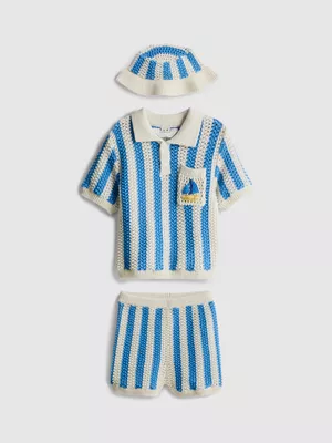 0-18 meses | Polo, top, pantalones cortos y gorrito