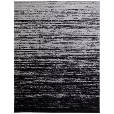 SAFAVIEH Adirondack Esmond Striped Area Rug, Silver/Black, 8' x 10' - Large - Modern Design, Silver & Black, Ideal for Living Room, Bedroom, Dining Space