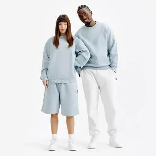 DECATHLON Felpa adulto ELEMENTALS girocollo oversize azzurro