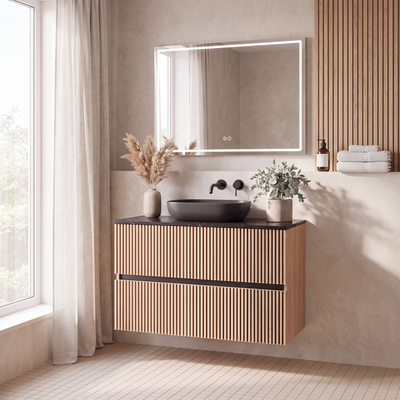 PACK MUEBLE DE BAÑO CON LAVABO SOBREPONER Y ESPEJO 100CM NOVA GEO EMOTION
