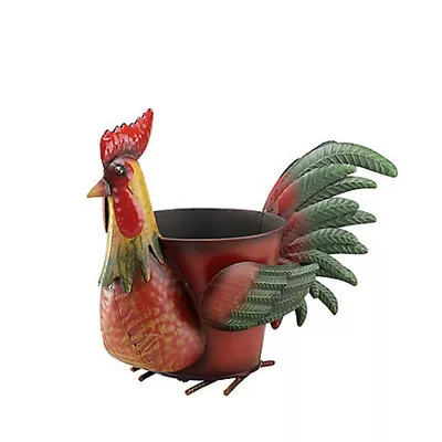 Red Shed Planter Rooster Head Tail