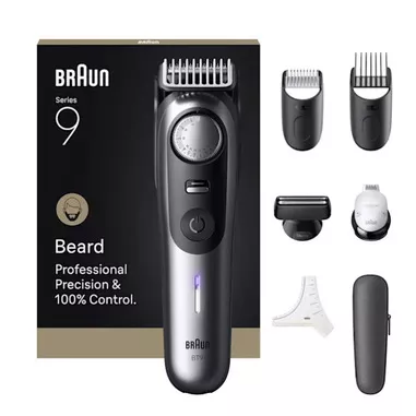 Braun BeardTrimmer 9 BT9520 regolabarba Batteria 5...