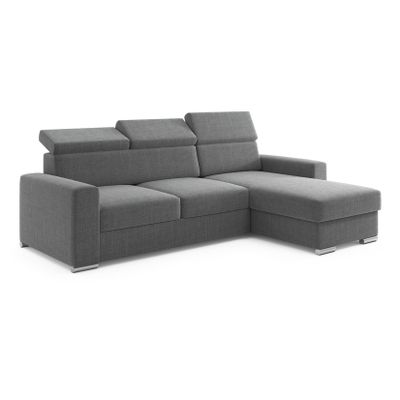 M-Punkt Ecksofa TOKIO mit Bett und Bettkasten Sofa/Schlafsofa - Anthrazit/Grau