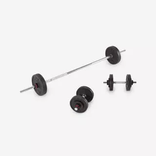CORENGTH Kit manubri e bilanciere palestra 50kg
