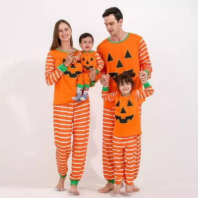 Baozhu Family Matching Halloween Pajama Sets - Halloween Pumpkin Sleepwear Sizes for All Ages