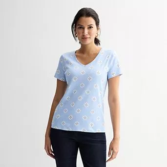 Petite Croft & Barrow® Essential V-Neck Tee