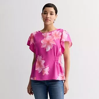 Women's Nine West Cinched Flutter Sleeve Blouse