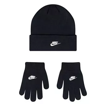 Big Kids 8-20 Nike Logo Beanie and Gloves Set