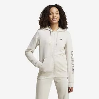 Felpa ADIDAS donna palestra con cappuccio e zip leggera beige