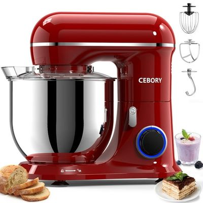 CEBORY 3-IN-1 Stand Mixer, 6.5 QT Tilt-Head 10-Speed Food Mixer, Kitchen Electric Mixer with Dough Hook, Beater, Whisk, Bowl for Most Home Cooks