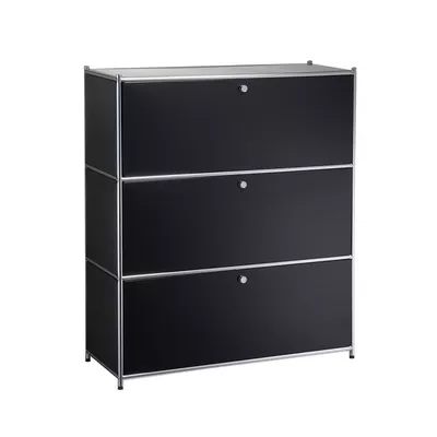 Metall-Regal mit 3 Klappfächern, schwarz