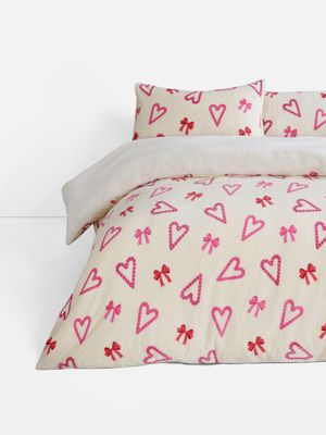 Set de funda nórdica doble de lazos y corazones