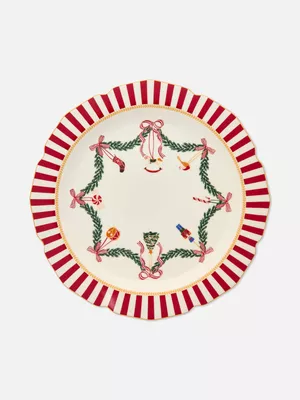 Plato llano navideño con borde festoneado
