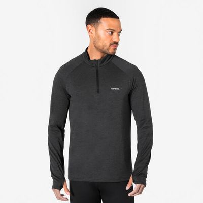 KIPRUN Laufshirt langarm Herren 1/2 Reißverschluss warm atmungsaktiv - Run 100 schwarz