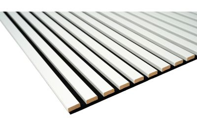 Fjordwall, Akustikpanel med folie, Basic White, sort, 20x600x2400 mm
