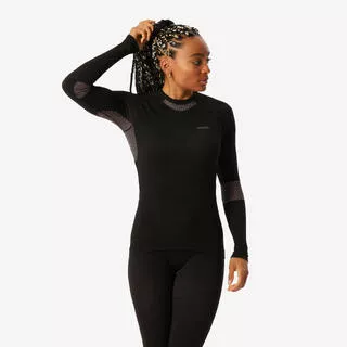 WEDZE Maglia termica sci donna 500 I-SOFT SEAMLESS rosa e nera