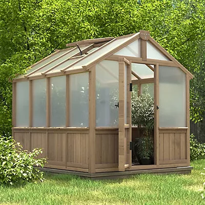 Veikous Wooden Walk in Greenhouse for Outdoors with Polycarbonate Panels and Adjustable Roof Vents