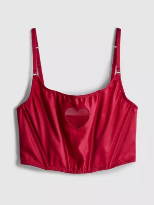 Corsé corto troquelado con detalle de corazón